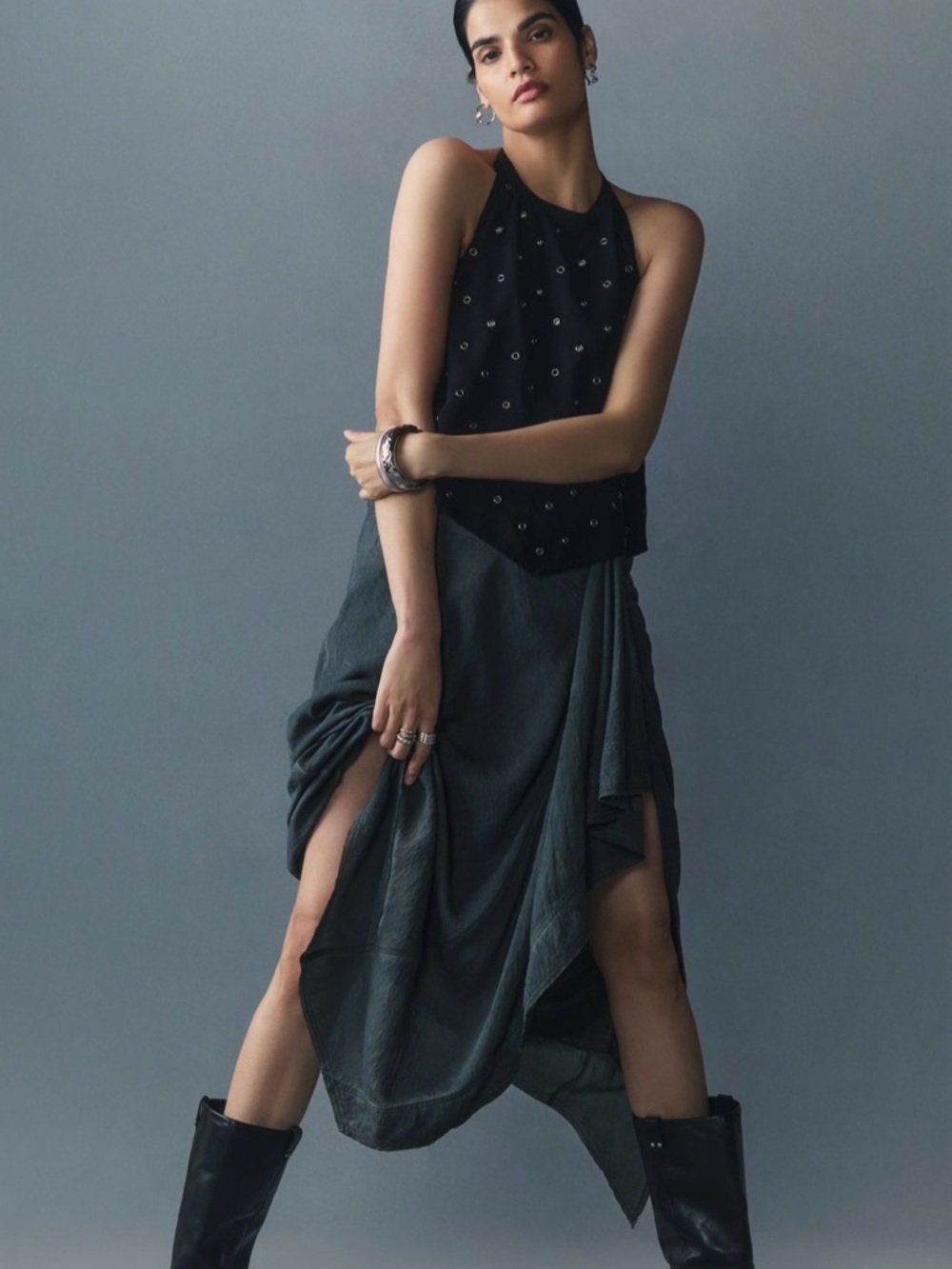 Pilcro Front-Ruffle Maxi Skirt from Anthropologie